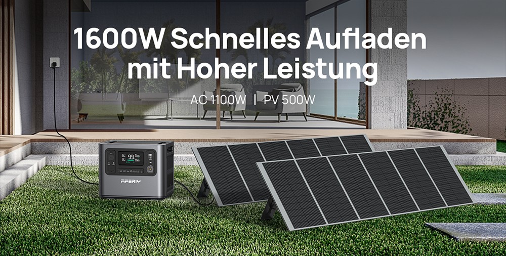 AFERIY P210 Tragbare Powerstation, 2400W AC Ausgang, 2048Wh LiFePO4 Batterie, 13 Ausg&auml;nge, 2H Schnelles AC Aufladen, 500W Solar Eingang & App-Steuerung