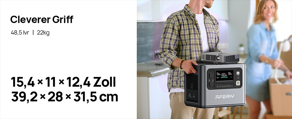 AFERIY P210 Tragbare Powerstation, 2400W AC Ausgang, 2048Wh LiFePO4 Batterie, 13 Ausg&auml;nge, 2H Schnelles AC Aufladen, 500W Solar Eingang & App-Steuerung