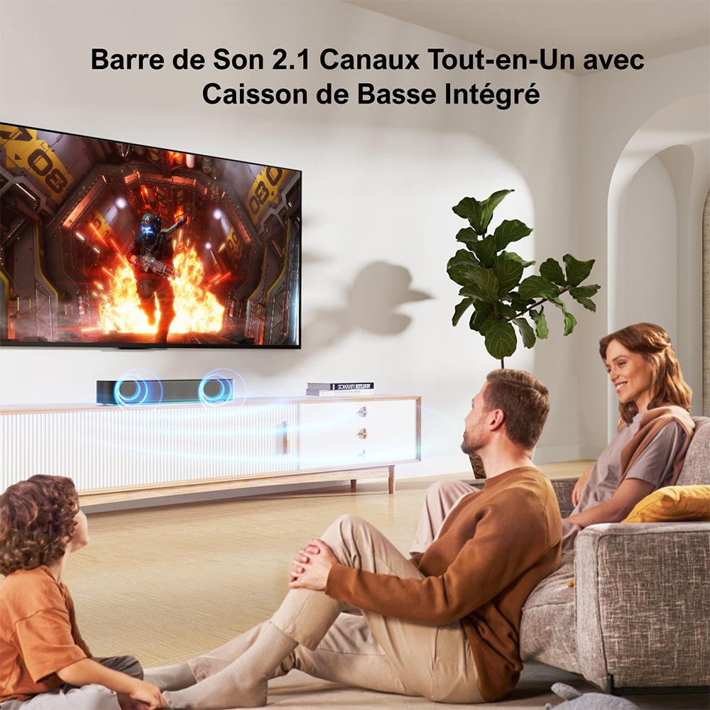 ULTIMEA Solo B30 Barre de son 2.1 canaux, puissance de crête de 120W, 121 matrices d'égaliseur préréglées, Bluetooth 5.3, contrôle par application
