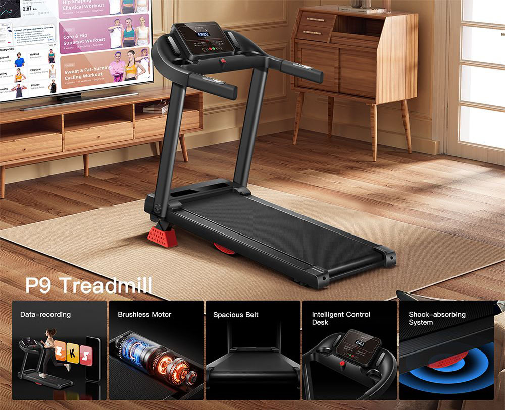 ROBORE P9 Foldable Treadmill for Home, 14KM/H Max Speed, 3.0HP Brushless Motor, 136kg Weight Capacity, Heart Rate Sensor