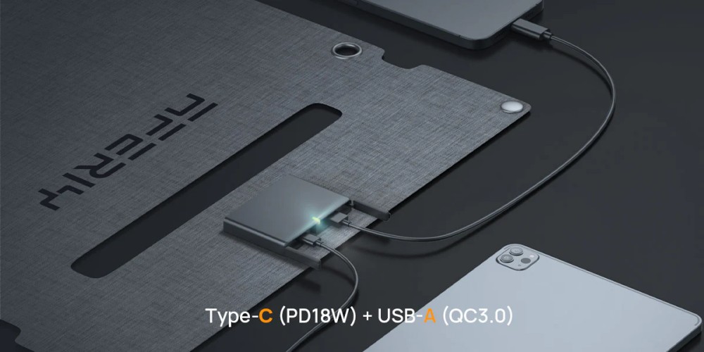 AFERIY AF-SL30 30W Panneau Solaire Portable, Rendement de 25%, Conception Lamin&eacute;e ETFE, &Eacute;tanch&eacute;it&eacute; IP65, Double Sortie &agrave; Charge Rapide, Id&eacute;al pour l&rsquo;Ext&eacute;rieur et l&rsquo;Alimentation d&rsquo;Urgence