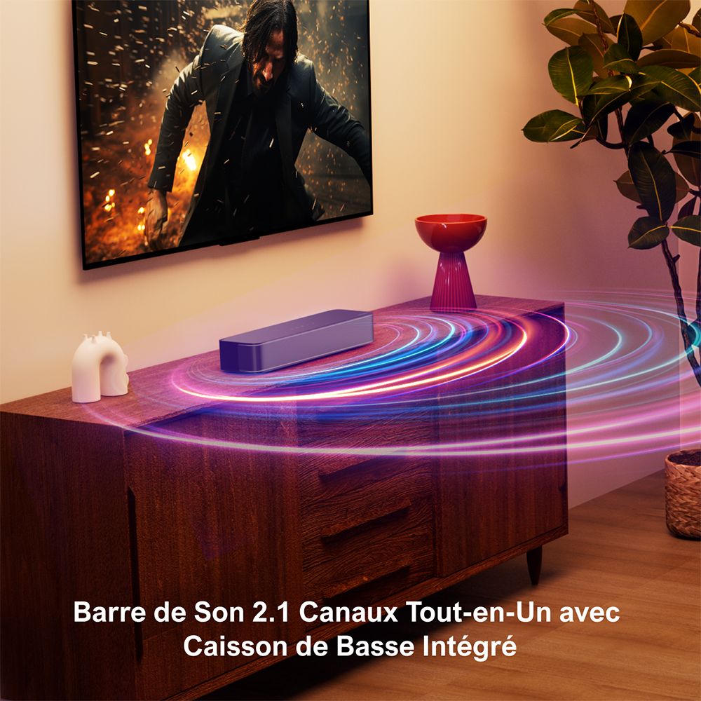 ULTIMEA Solo B30 Barre de son 2.1 canaux, puissance de crête de 120W, 121 matrices d'égaliseur préréglées, Bluetooth 5.3, contrôle par application