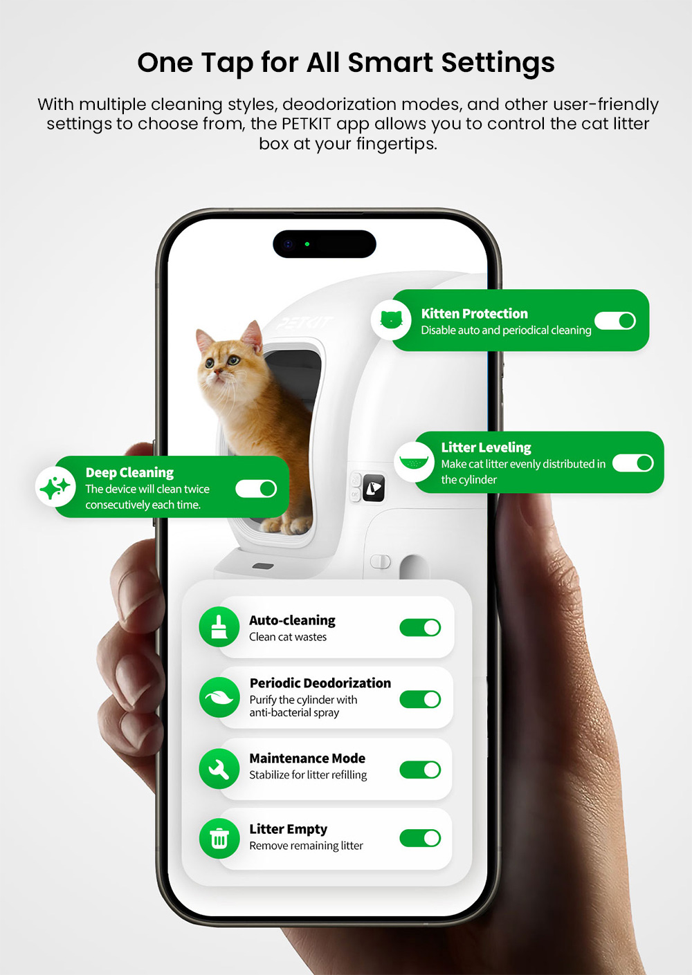 PETKIT PuraMax 2 Bac &agrave; Liti&egrave;re Intelligent pour Chat, 15 Jours Sans Ramassage, 76L Grande Capacit&eacute;, Triple Contr&ocirc;le des Odeurs, Suivi Sant&eacute; via App, Id&eacute;ale pour Grands Chats et Foyers Multiples