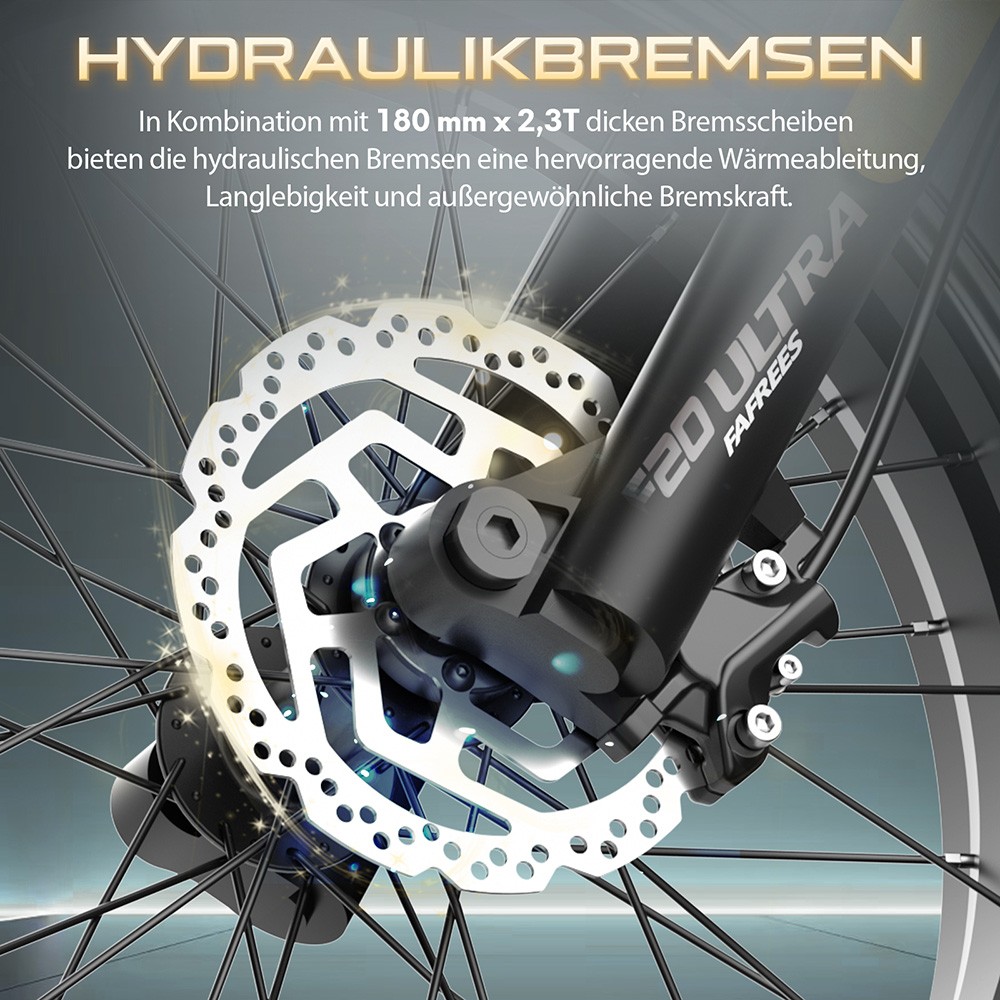 Fafrees F20 Ultra Elektrofahrrad EU L1e-B Zertifizierte Version, 750W Motor, 48V 25Ah Batterie, 20*5 Zoll Reifen, 45km/h Maximalgeschwindigkeit, 140km Maximalreichweite, Hydraulische Scheibenbremsen, Hydraulische Federung, LCD-Display, Shimano 7-Gang - Schwarz