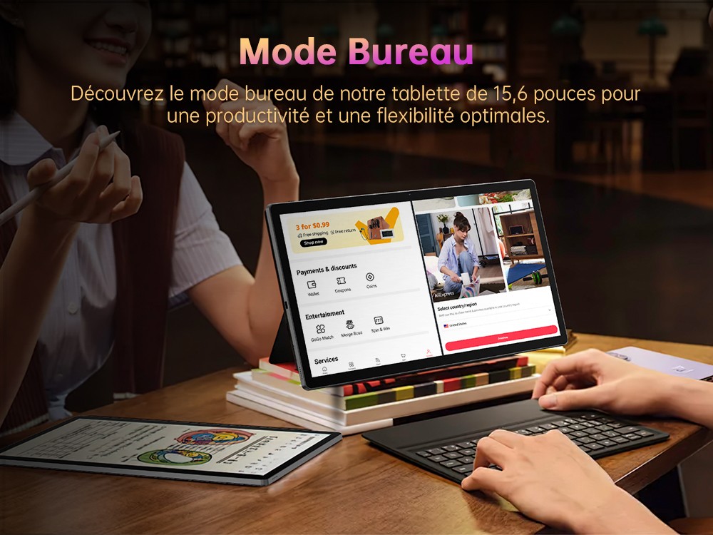 MESWAO B3 Pro Tablette, &eacute;cran IPS 15,6 pouces 1920*1080, MTK Helio G99 8 c&oelig;urs, 8GB RAM 256GB ROM, Android 14, WiFi 5 Bluetooth 5.0, batterie 12000mAh, cam&eacute;ra 32MP+5MP, 4 haut-parleurs - prise EU, noir