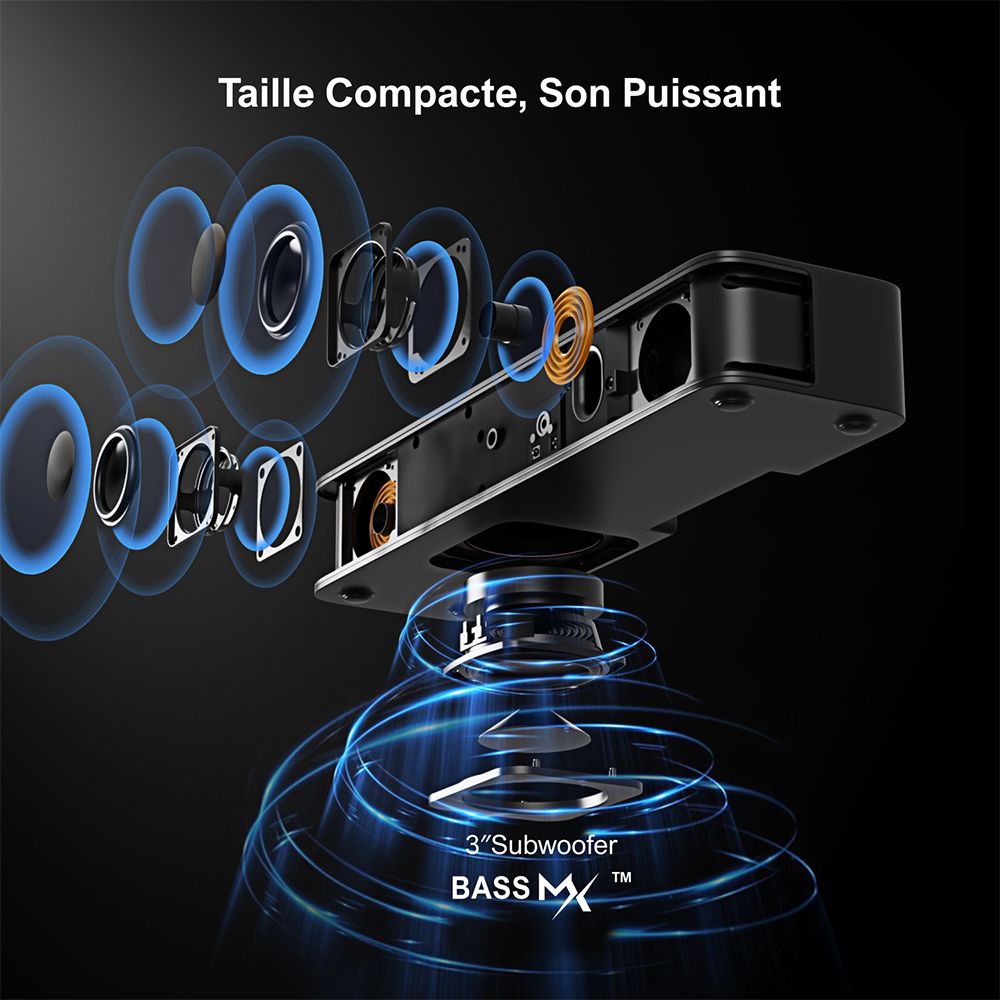 ULTIMEA Solo B30 Barre de son 2.1 canaux, puissance de crête de 120W, 121 matrices d'égaliseur préréglées, Bluetooth 5.3, contrôle par application