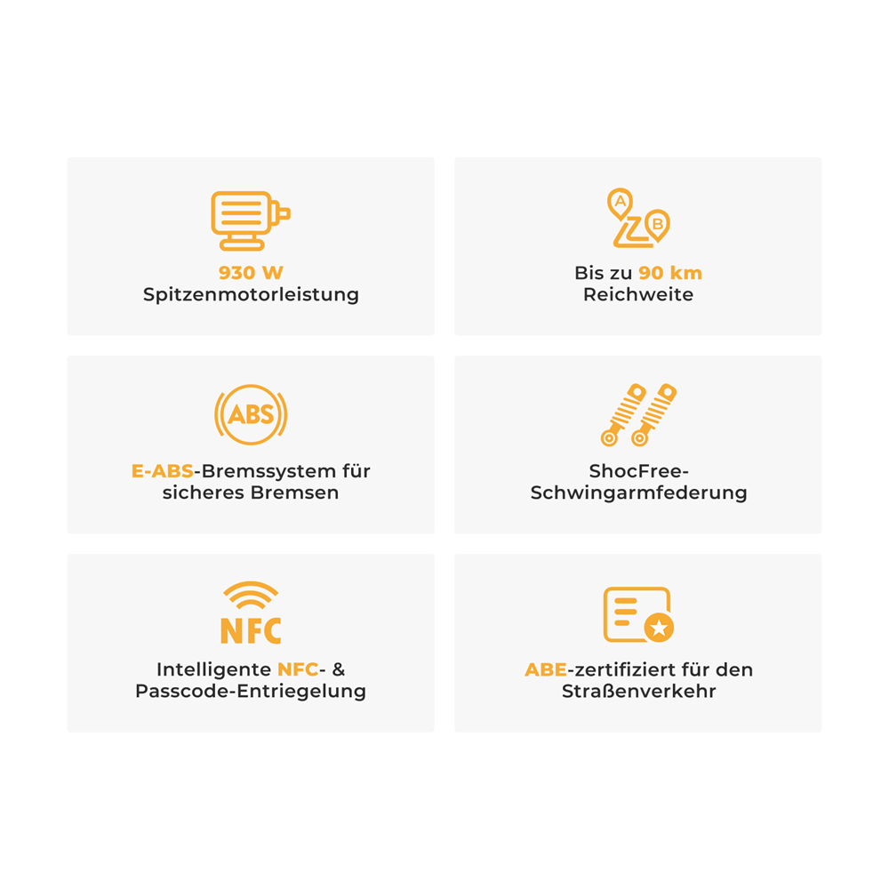 Ausom L1 Elektroroller ABE-Version, 500-W-Motor, 48-V-20,8-Ah-Akku, 10-Zoll-Reifen, 20 km/h H&ouml;chstgeschwindigkeit, 90 km Reichweite, Scheibenbremsen vorne und hinten, Schwingarmfederung, NFC- und Passcode-Entsperrung