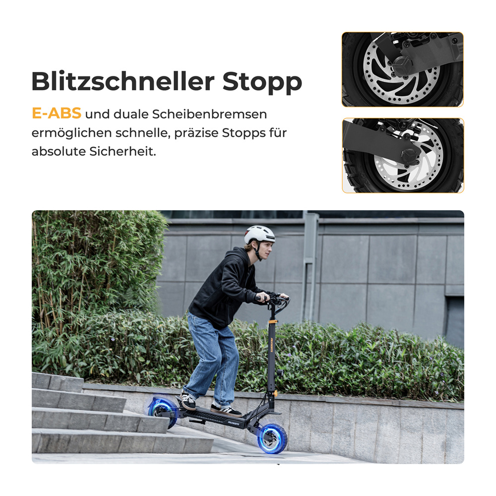 Ausom L1 Max Elektroroller, 1000-W-Motor, 48-V-20,8-Ah-Akku, 10-Zoll-Reifen, 50 km/h H&ouml;chstgeschwindigkeit, 90 km Reichweite, Doppelscheibenbremse, Schwingarm-Federung, NFC- und Passcode-Entsperrung
