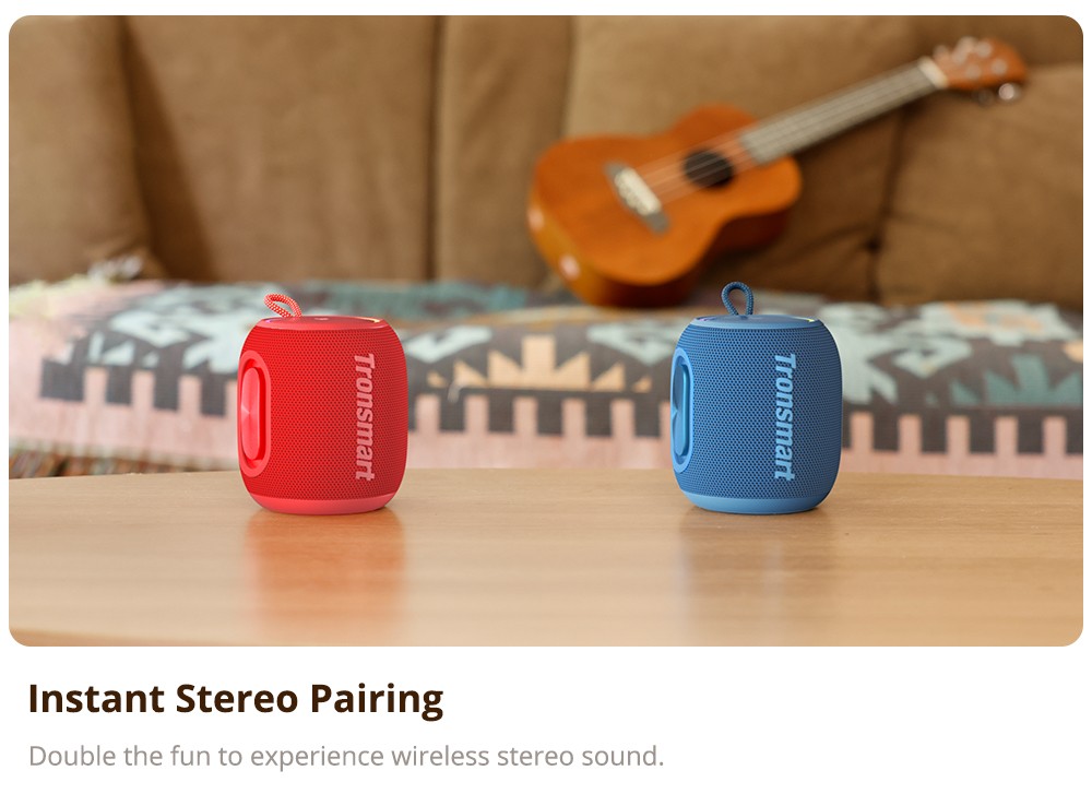 Tronsmart T8 Mini Portable Outdoor Speaker, 16W Output, Up to 20H of Battery Life, IPX7 Waterproof - Grey