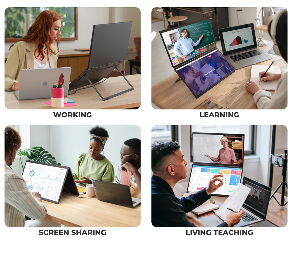 UPERFECT Delta Max Touchscreen-Monitor mit zwei Bildschirmen, 18,5 Zoll (47 cm), 1920 x 1080 Pixel, 100 Hz, IPS-Touchscreen, 178&deg; Betrachtungswinkel, integrierte Lautsprecher, 2 x USB-C-Anschl&uuml;sse, 1 x USB-Anschluss, 1 x Mini-HDMI-Anschluss &ndash; EU-Stecker