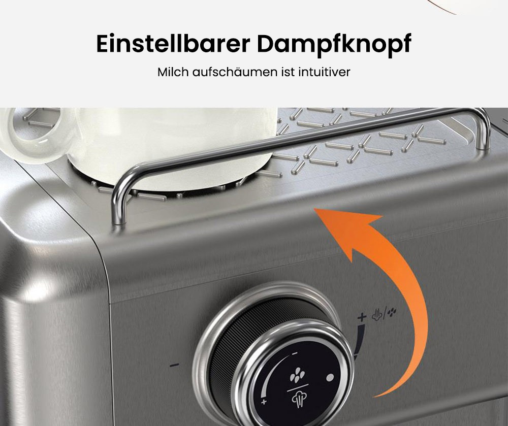 HiBREW H10A Halbautomatische Espressomaschine, 19 Bar Druck, Milchaufsch&auml;umer, Temperatur einstellbar, 58 mm Kaffeestampfer, 350 ml Krug, Tassenw&auml;rmer, Kalt-/Hei&szlig;kaffeemaschine