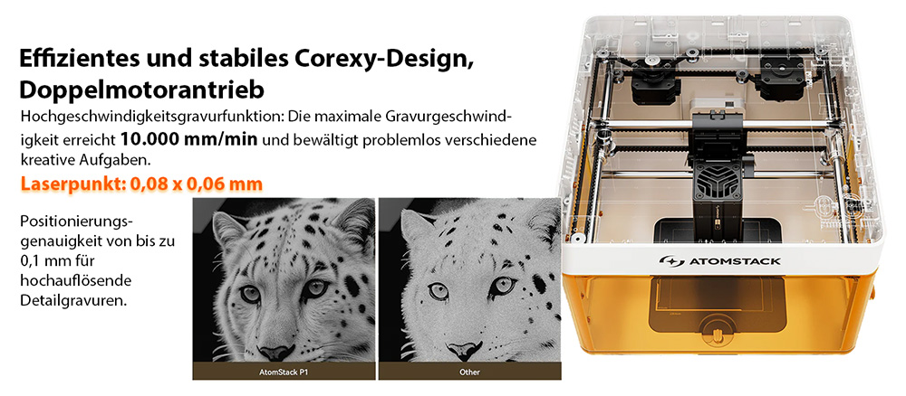 ATOMSTACK P1 5W Diodenlaser-Gravierer - Hochgeschwindigkeits-DIY-Laserggravurmaschine für Holz, Leder und mehr