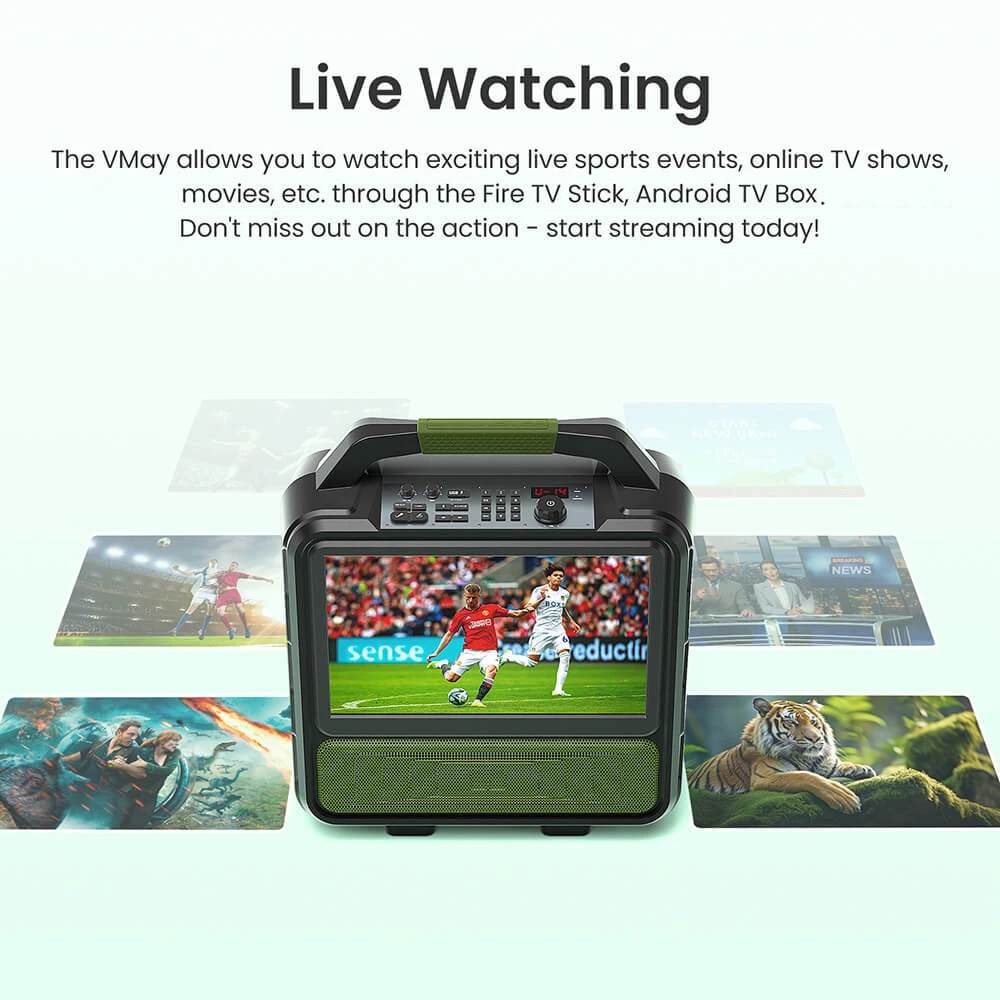 Monster Vmay d'ext&eacute;rieur 1080P, 60 W, Bluetooth Haut-parleur Combo, Radio FM, &Eacute;cran 15,6