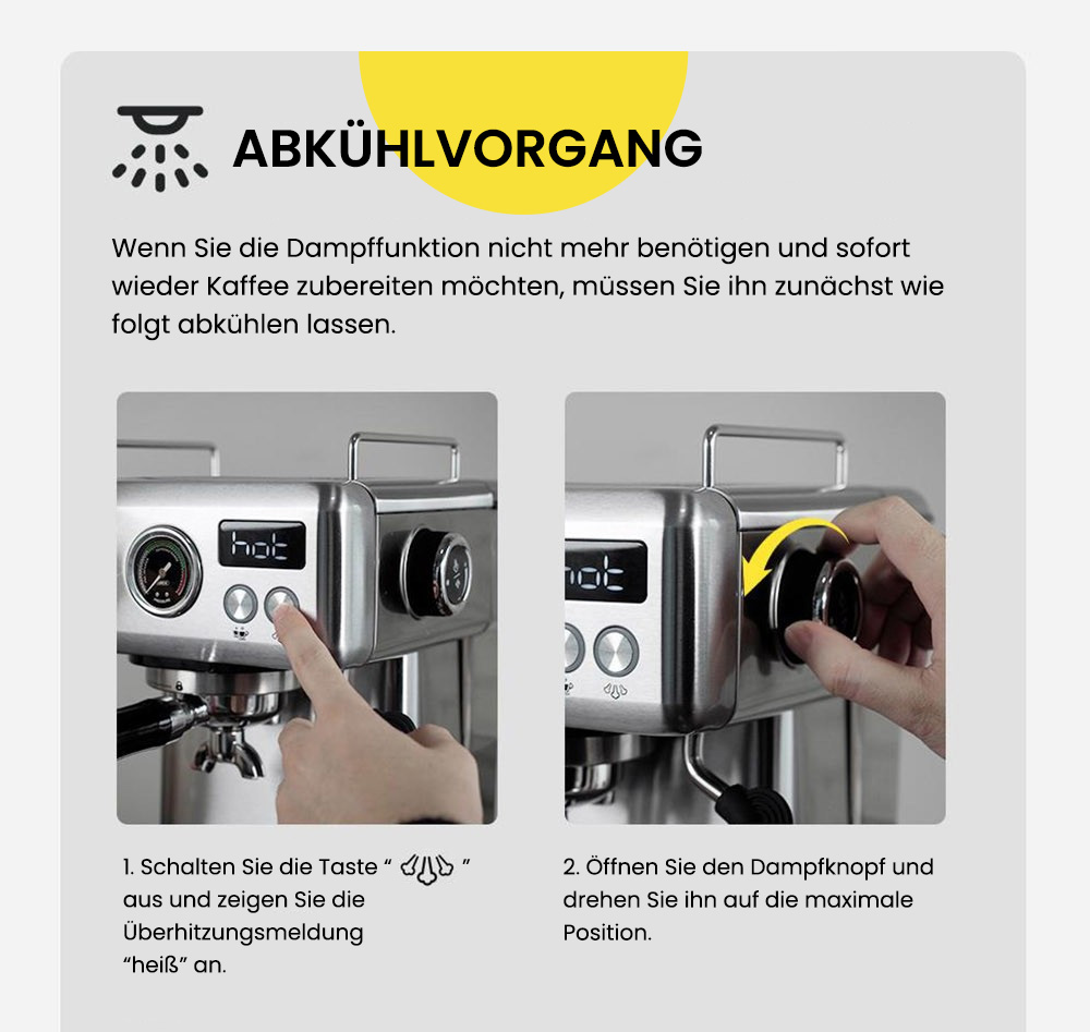 HiBREW H10A Halbautomatische Espressomaschine, 19 Bar Druck, Milchaufsch&auml;umer, Temperatur einstellbar, 58 mm Kaffeestampfer, 350 ml Krug, Tassenw&auml;rmer, Kalt-/Hei&szlig;kaffeemaschine