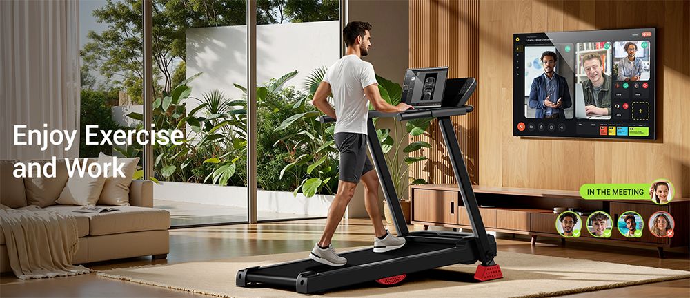 ROBORE P8 Tapis de course pliable 14 km/h, 12 programmes int&eacute;gr&eacute;s, avec capteur de fr&eacute;quence cardiaque, syst&egrave;me &agrave; double coussin, capacit&eacute; de charge de 136 kg