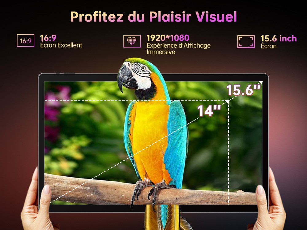 MESWAO B3 Tablette, &eacute;cran IPS 15,6 pouces 1920*1080, MTK Helio G99 8 c&oelig;urs, 6GB RAM 128GB ROM, Android 14, WiFi 5 Bluetooth 5.0, batterie 12000mAh, cam&eacute;ra 32MP+5MP, 4 haut-parleurs - prise EU, gris