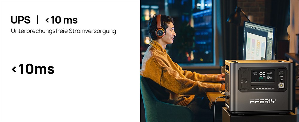 AFERIY P210 Tragbare Powerstation, 2400W AC Ausgang, 2048Wh LiFePO4 Batterie, 13 Ausg&auml;nge, 2H Schnelles AC Aufladen, 500W Solar Eingang & App-Steuerung