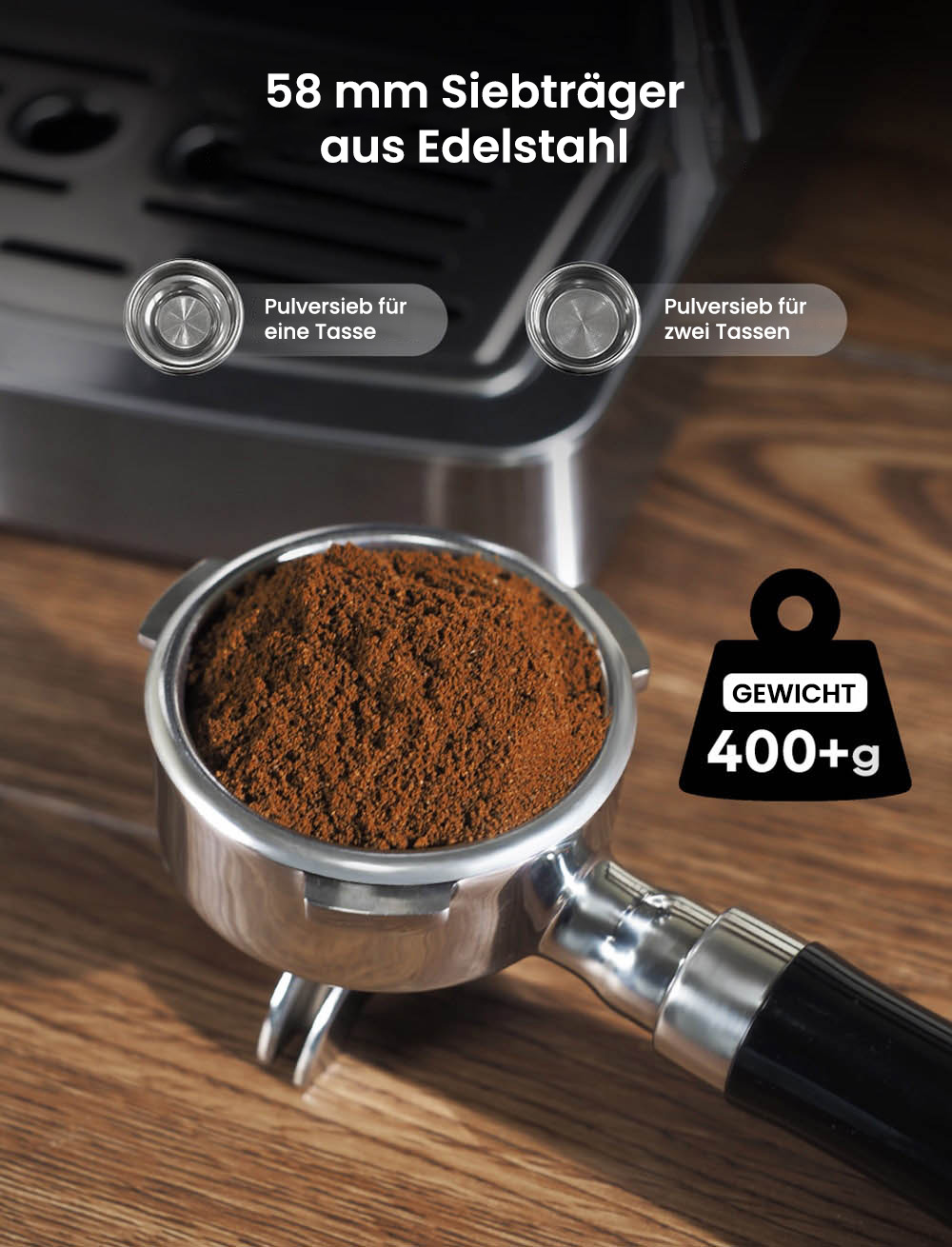 HiBREW H10A Halbautomatische Espressomaschine, 19 Bar, Kalt-/Hei&szlig;kaffeemaschine