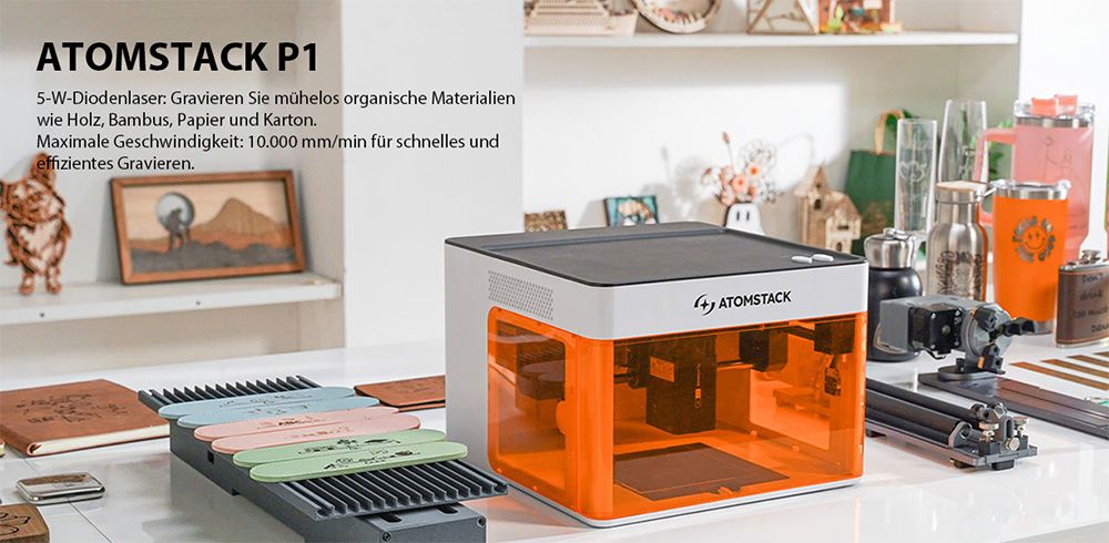 ATOMSTACK P1 5W Diodenlaser-Gravierer - Hochgeschwindigkeits-DIY-Laserggravurmaschine für Holz, Leder und mehr