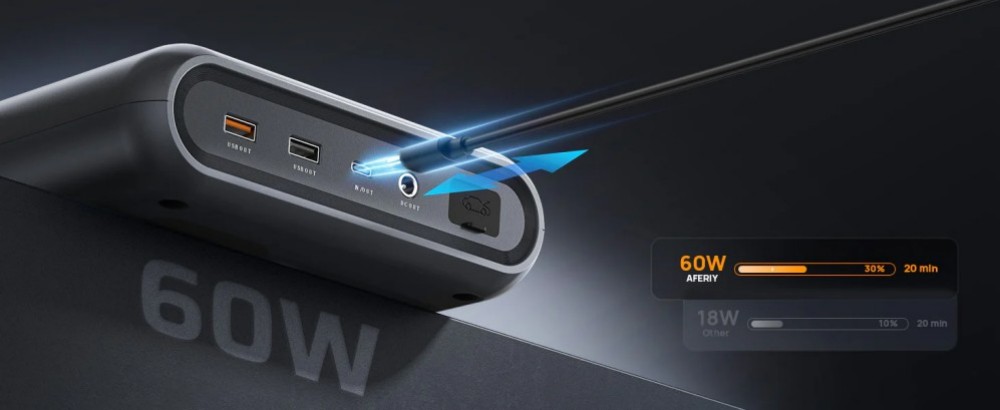 AFERIY GK03 2000A 12V Starthilfe-Akku f&uuml;r Autos, 27500mAh Powerbank, 60W PD Schnellladung, QC3.0 & DC-Ausgang, Smart-Display & LED-Licht, f&uuml;r 6,0L Benzin- und 3,0L Dieselfahrzeuge