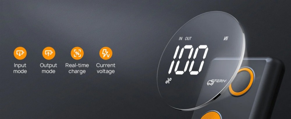 AFERIY GK03 2000A 12V Starthilfe-Akku f&uuml;r Autos, 27500mAh Powerbank, 60W PD Schnellladung, QC3.0 & DC-Ausgang, Smart-Display & LED-Licht, f&uuml;r 6,0L Benzin- und 3,0L Dieselfahrzeuge