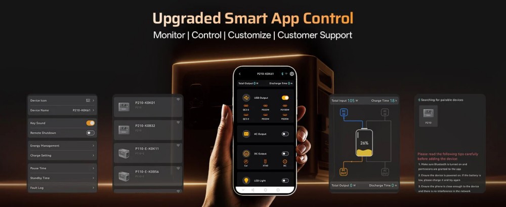 Station d'alimentation portable AFERIY P280, sortie CA sinuso&iuml;dale pure de 2&nbsp;800&nbsp;W, batterie LiFePO4 de 2&nbsp;048&nbsp;Wh, capacit&eacute; extensible, 13 ports de sortie, recharge rapide en 1,5&nbsp;h, entr&eacute;e solaire de 1&nbsp;200&nbsp;W, contr&ocirc;le via application intelligente et onduleur de secours de 10&nbsp;ms