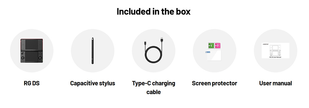 ANBERNIC RG DS Dual Screen Game Console, 4 inch 640*480 IPS Touchscreen, RK3568 Quad-core, 256GB TF Card, Android 14, 6 Hours of Playtime, 20+ Kinds of Simulators - Black Red