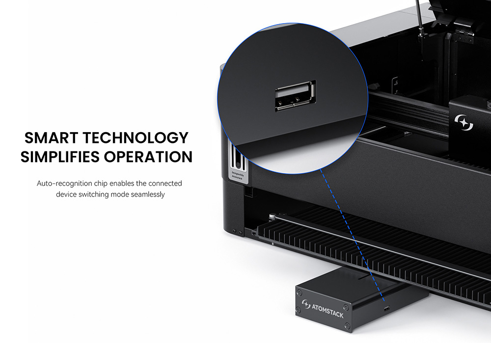 ATOMSTACK R7 F&ouml;rderband f&uuml;r Hurricane CO₂-Laserschneider, Arbeitsbereich 800 x 500 mm, Positioniergenauigkeit 1 mm