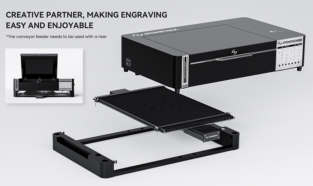 ATOMSTACK R7 F&ouml;rderband f&uuml;r Hurricane CO₂-Laserschneider, Arbeitsbereich 800 x 500 mm, Positioniergenauigkeit 1 mm
