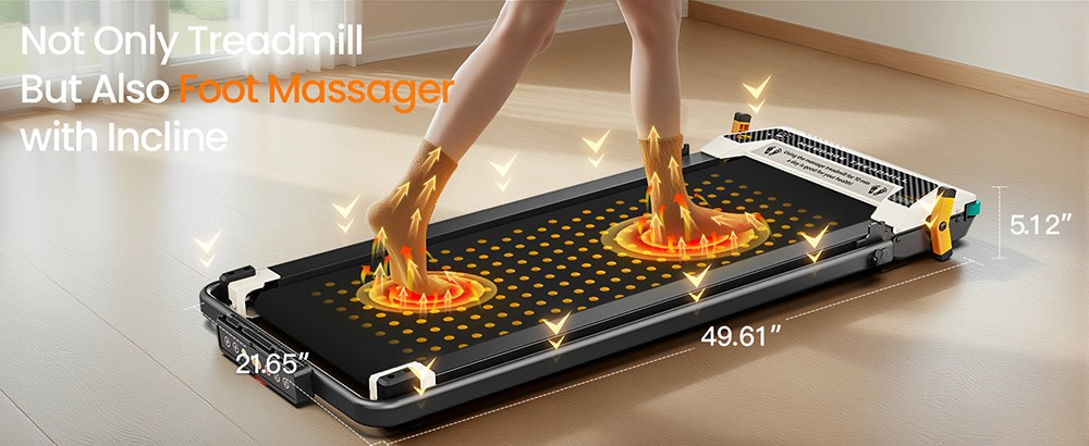 Akluer 520A-B Dual-Sided Walking Pad with Handle, 2.5HP Quiet Motor, 4MPH Max Speed, 150kg Capacity, Dual LED Display, Manual Incline & Built-in Foot Massager