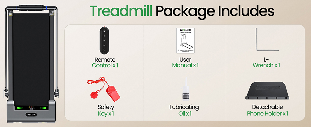 Akluer H1-B Under Desk Treadmill with 13% Auto Incline, 2.5HP Motor, 12km/h Speed, 100x40cm Running Area, 150kg Max Load, LED Display & Remote control