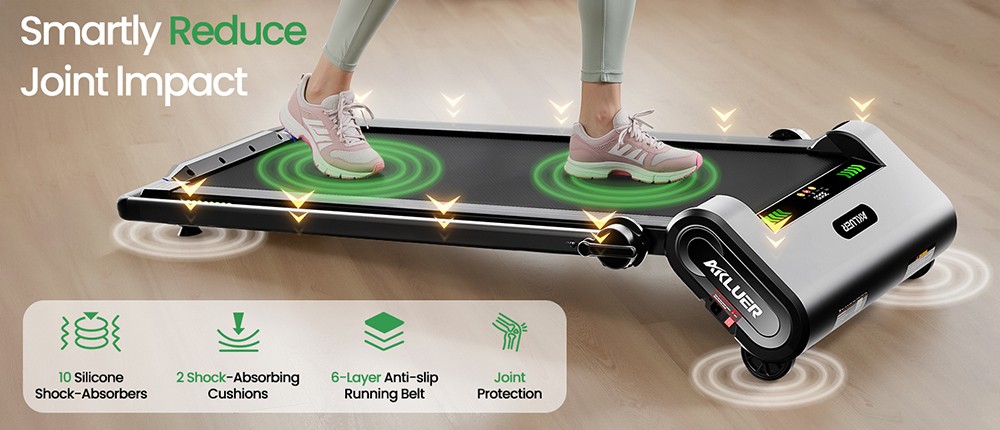 Akluer H1-B Under Desk Treadmill with 13% Auto Incline, 2.5HP Motor, 12km/h Speed, 100x40cm Running Area, 150kg Max Load, LED Display & Remote control