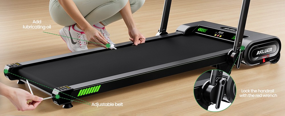 Akluer H1-B Under Desk Treadmill with 13% Auto Incline, 2.5HP Motor, 12km/h Speed, 100x40cm Running Area, 150kg Max Load, LED Display & Remote control