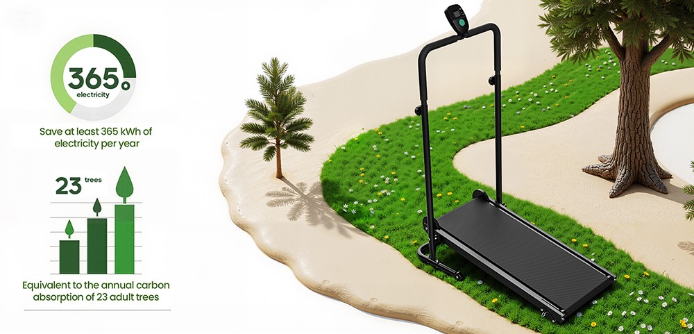 Akluer RJ401 Non-Motorized Treadmill with 5% Incline, 3 Speed Levels, 92x39cm Running Area, 150kg Max Load, 6-Layer Anti-Slip Belt, LED Display & Shock Absorption