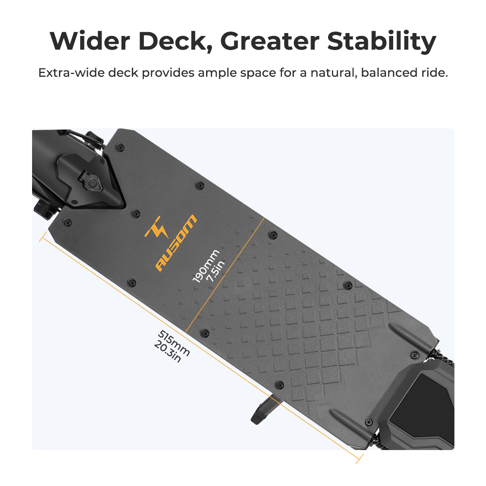 Elektrická kolobežka Ausom L1 Max, 1000W motor, 48V 20,8Ah batéria, 10-palcové pneumatiky, max. rýchlosť 50 km/h, dojazd 90 km, dvojkotúčová brzda, pružinové odpruženie výkyvného ramena, NFC & odomykanie pomocou prístupového kódu