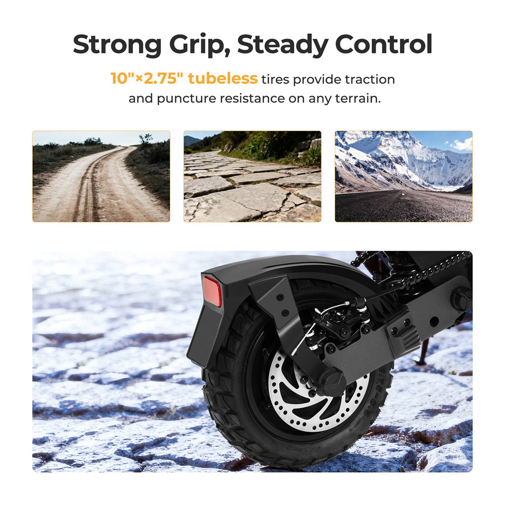 Ausom L1 Max Electric Scooter, 1000W Motor, 48V 20.8Ah batéria, 10-palcové pneumatiky, max. rýchlosť 50 km/h, dojazd 90 km, dvojkotúčové brzdy, odpruženie kyvného ramena, odomykanie pomocou NFC & prístupového kódu