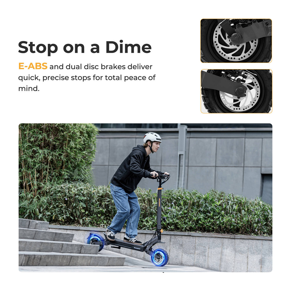 Ausom L1 Max Electric Scooter, 1000W motor, 48V 20.8Ah batéria, 10 palcové pneumatiky, max. rýchlosť 50 km/h, dojazd 90 km, dvojkotúčové brzdy, odpružené rameno, odomykanie pomocou NFC & prístupového kódu