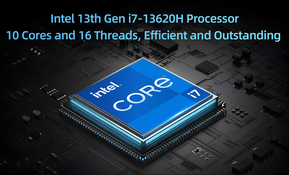 BMAX B10 Pro Mini PC, Intel i7-13620H 10 Cores Max 4.9GHz, 24GB LPDDR5 RAM 1TB SSD, DP+HDMI+Type-C Triple Display,  WiFi 6 Bluetooth 5.2, 3*USB3.2, 2*USB2.0, 1*RJ45, 1*3.5mm Headset Jack