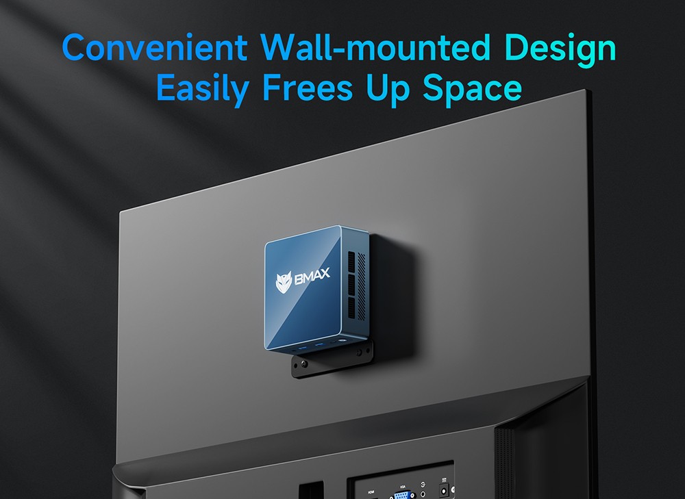 Mini PC BMAX B4 Ultra, processeur Intel N150 quadric&oelig;ur jusqu'&agrave; 3,6 GHz, 16 Go de RAM, SSD de 512 Go, double affichage HDMI, Wi-Fi 5, Bluetooth 5.0,  2 ports USB 3.0, 2 ports USB 2.0, 1 port RJ45, 1 prise casque