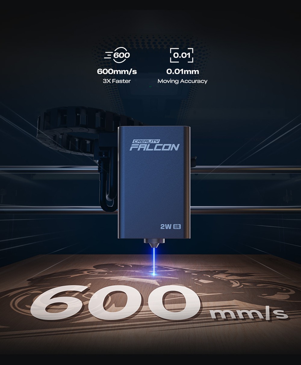 Creality 2W-os infrav&ouml;r&ouml;s l&eacute;zermodul A1 Pro l&eacute;zergrav&iacute;roz&oacute;hoz, 600 mm/s sebess&eacute;g, 0,01 mm-es mozg&aacute;si pontoss&aacute;g, 1064 nm hull&aacute;mhossz