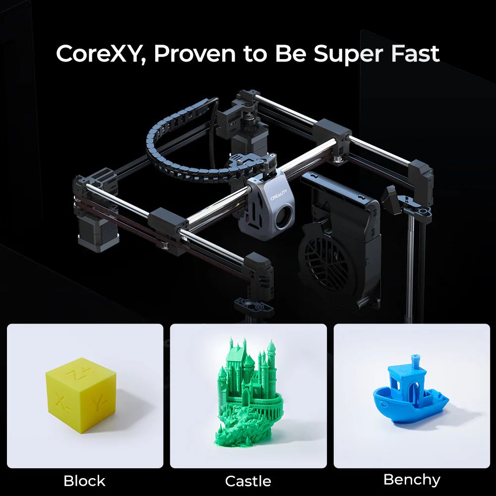 Imprimante 3D Creality K1C 2025, impression haute vitesse 600 mm/s, pr&eacute;cision 0,1 mm, volume d'impression 220 x 220 x 250 mm, buse 300 &deg;C, cam&eacute;ra IA et &eacute;talonnage automatique, compatible PLA/PETG/TPU/ABS/ASA