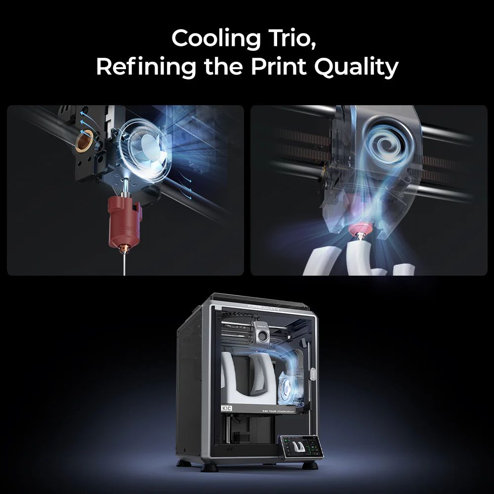 Imprimante 3D Creality K1C 2025, impression haute vitesse 600 mm/s, pr&eacute;cision 0,1 mm, volume d'impression 220 x 220 x 250 mm, buse 300 &deg;C, cam&eacute;ra IA et &eacute;talonnage automatique, compatible PLA/PETG/TPU/ABS/ASA