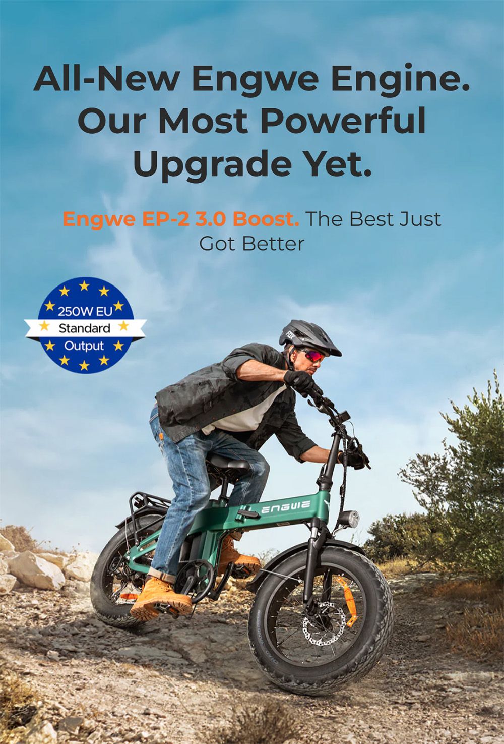 ENGWE EP-2 3.0 Boost Electric Bike, 250W Motor, 48V 13.5Ah Battery, 20*4 inch Tires, 120km Max Range, Hydraulic Brakes, Shimano 7-speed, Torque Sensor, App Control, Fast Charging- Black