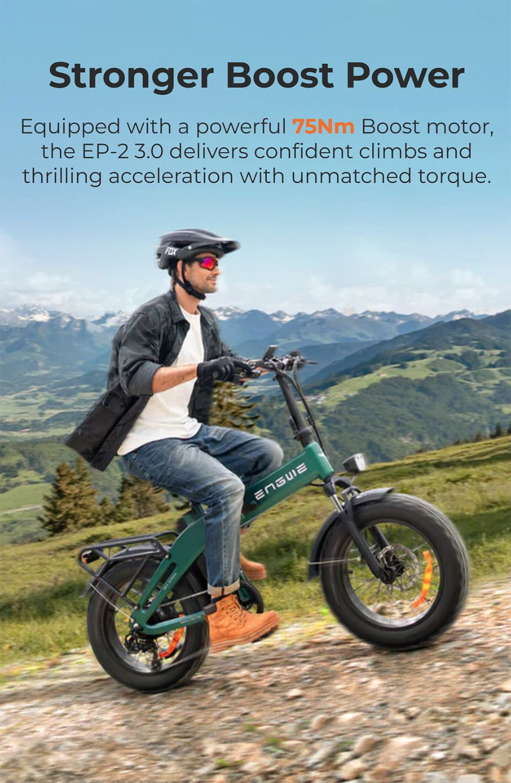 ENGWE EP-2 3.0 Boost Electric Bike, 250W Motor, 48V 13.5Ah Battery, 20*4 inch Tires, 120km Max Range, Hydraulic Brakes, Shimano 7-speed, Torque Sensor, App Control, Fast Charging- Green