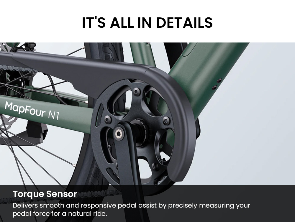 ENGWE MapFour N1 Air Electric Bike, 250W motor, 36V 10Ah batéria, pneumatiky s lúčmi 700*38C, max. rýchlosť 25 km/h, dojazd 100 km, predné a zadné hydraulické kotúčové brzdy, 7-stupňová prevodovka Shimano, snímač krútiaceho momentu, farebný LCD displej - sivý