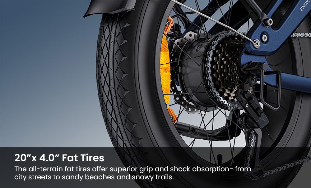 ENGWE Pro 3.0 Boost Electric Bike, 250W Motor, 48V 15Ah Battery, 20*4.0 inch Tires, 130km Range, Hydraulic Brake, Full Suspension, Shimano 7-speed, Torque Sensor, App Control - Blue