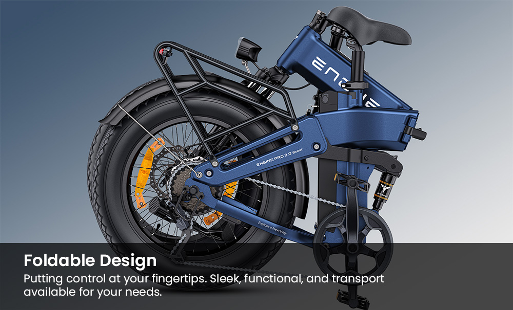 ENGWE Pro 3.0 Boost Electric Bike, 250W Motor, 48V 15Ah Battery, 20*4.0 inch Tires, 130km Range, Hydraulic Brake, Full Suspension, Shimano 7-speed, Torque Sensor, App Control - Blue