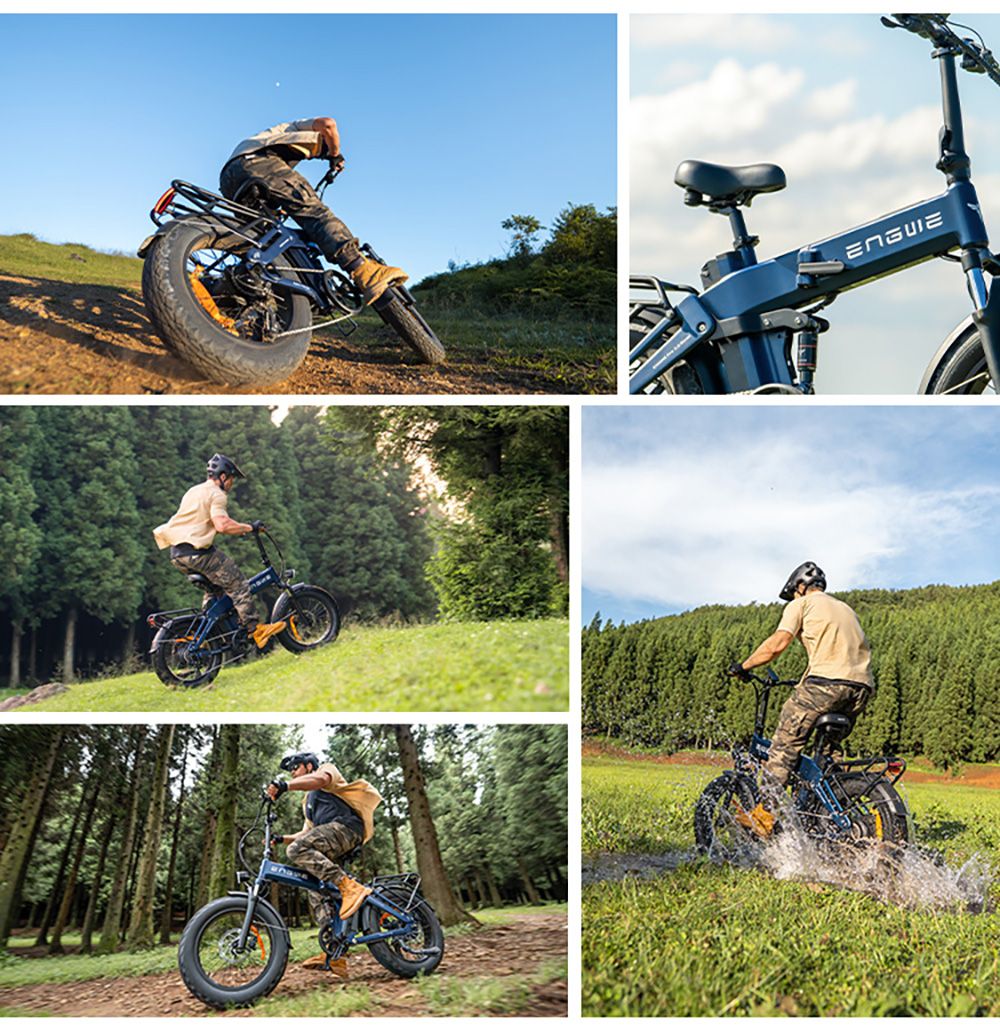 ENGWE Pro 3.0 Boost Electric Bike, 250W Motor, 48V 15Ah Battery, 20*4.0 inch Tires, 130km Range, Hydraulic Brake, Full Suspension, Shimano 7-speed, Torque Sensor, App Control - Blue