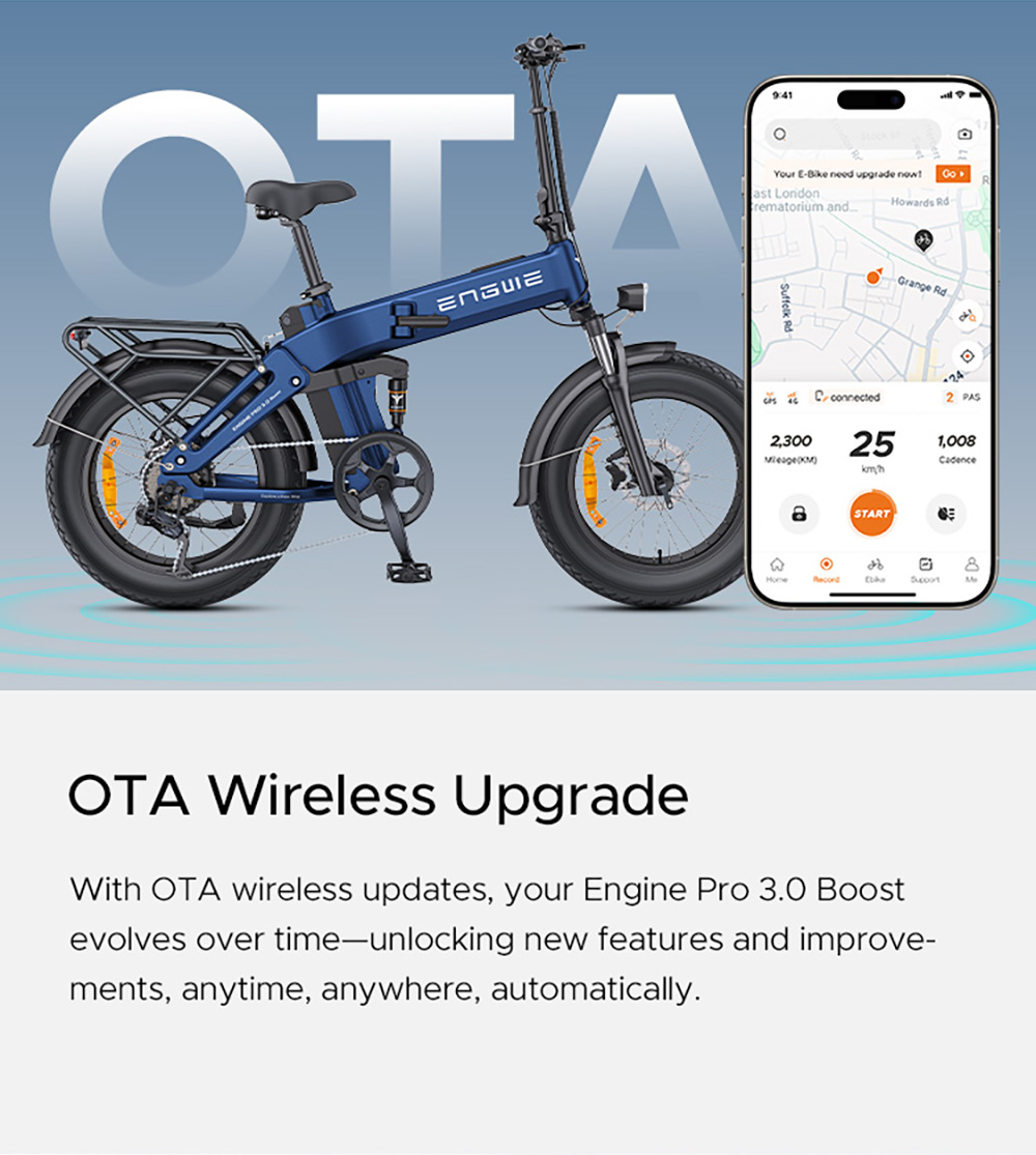 ENGWE Pro 3.0 Boost Electric Bike, 250W Motor, 48V 15Ah Battery, 20*4.0 inch Tires, 130km Range, Hydraulic Brake, Full Suspension, Shimano 7-speed, Torque Sensor, App Control - Blue