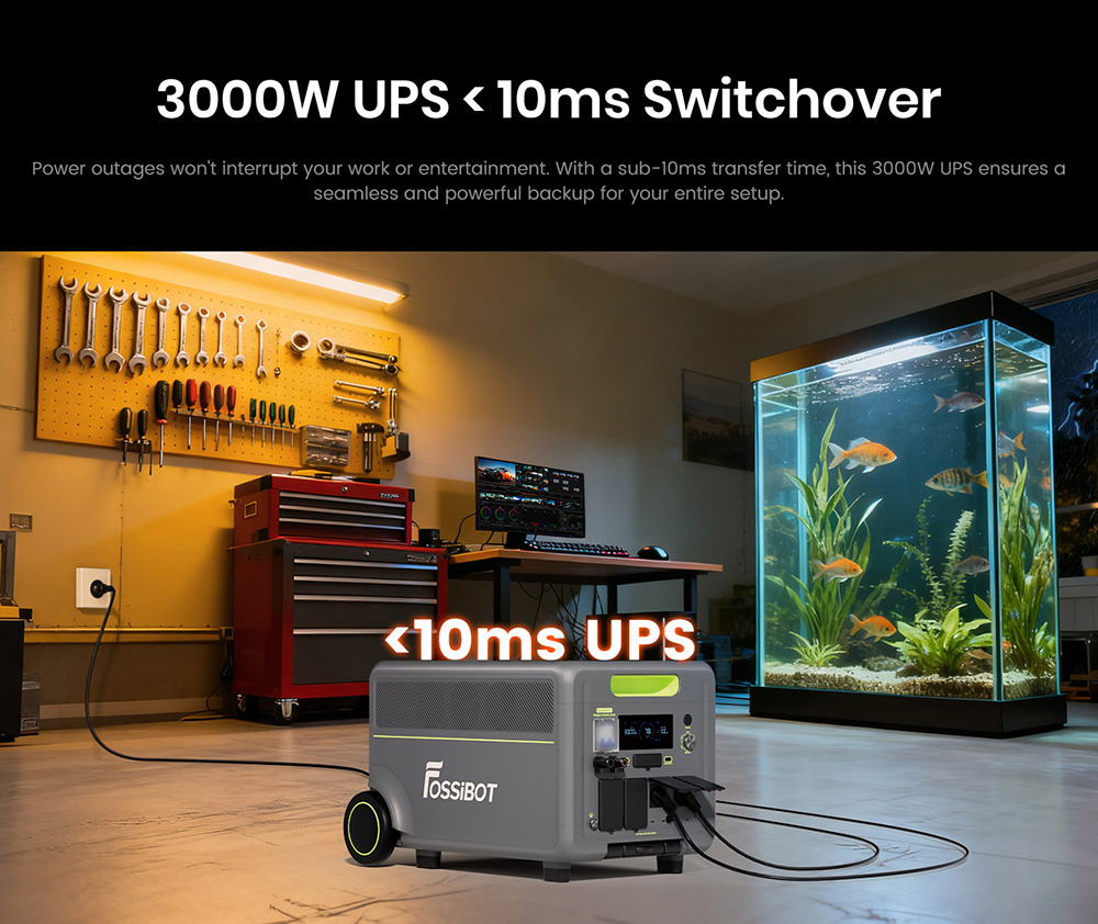 Tragbare Powerstation FOSSiBOT F7200, 5222,4 Wh Kapazit&auml;t, 7200 W Ausgangsleistung, 5200 W Hybrid-Schnellladung, <10 ms USV-Umschaltzeit, intelligente App-Steuerung, LiFePO4-Akku in Elektrofahrzeugqualit&auml;t mit &uuml;ber 6500 Ladezyklen, Solargenerator f&uuml;r Notstromversorgung zu Hause/Camping/Wohnmobil/Notfall